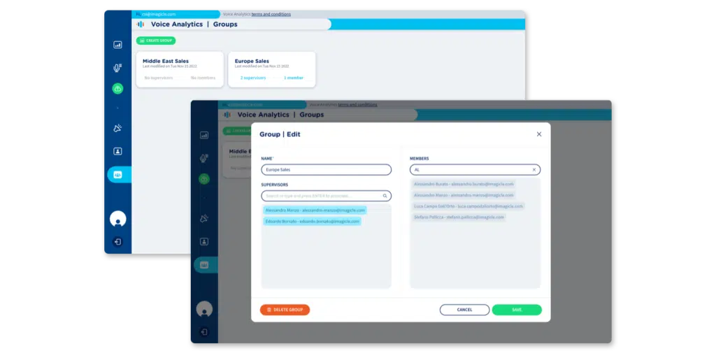 Voice Analytics: tags and groups for better performance auditing.